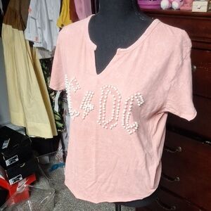 Pink Graphic Embellished Short Sleeve Tee NWOT